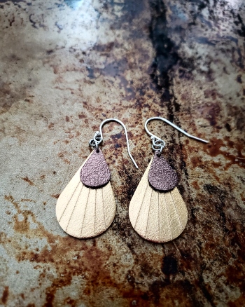 Metallic leather earrings shop
